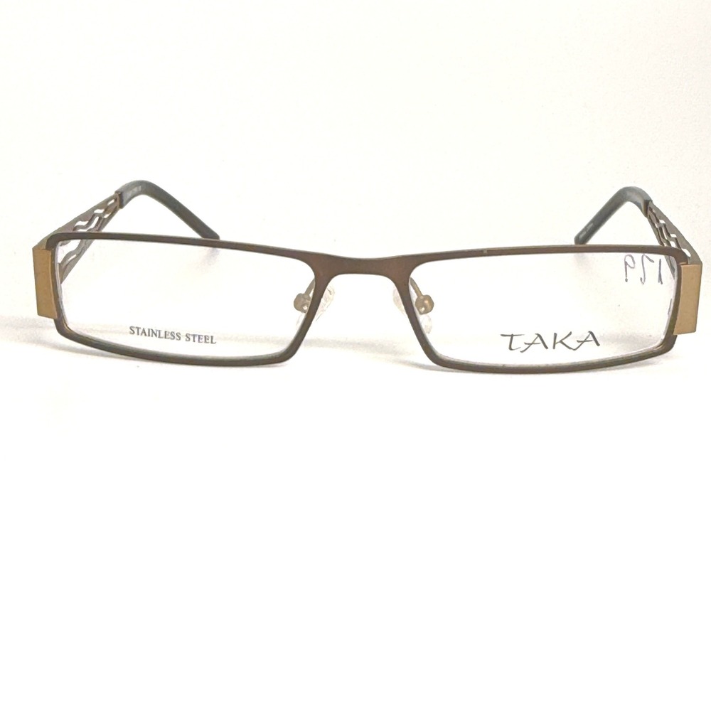 TAKA T2652‎ Brown Stainless Steel Eyeglasses Frames 54/17/135 Rectangular Mens